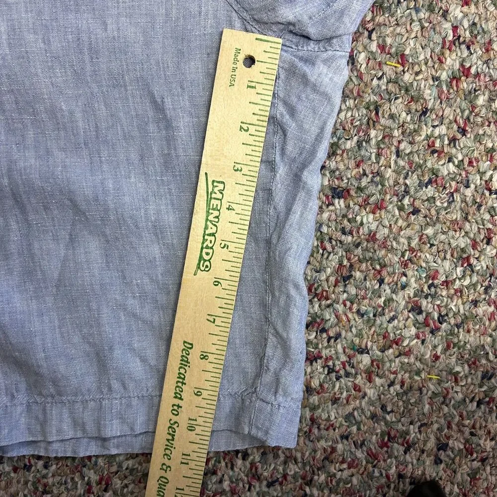 J. Crew Baird McNutt Men's Stanton Blue Linen Flat Front Shorts Size 35